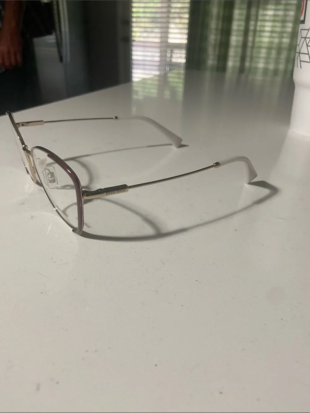 Miu Miu Cat-Eye Metal Frame Glasses in Lavender and Gold new without tags